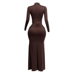 Trimmed ruffle down long sleeve maxi dress - Image 4