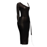 After Dark One Sleeve Lace-Up Mesh Midi Dress - Image 4