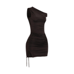 Crush Hour Asymmetrical Ruched Mini Dress - Image 4