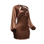 Smocking body satin dress - Image 2