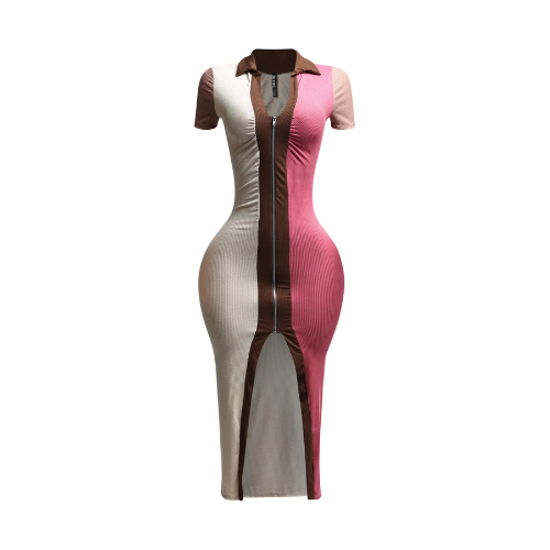 Untitled-design-86.png Color blocked zipper closure midi dress - Image 1