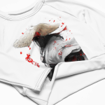 Recycled Long-Sleeve Crop Top – Battle-Ready Ninja Print - Image 5